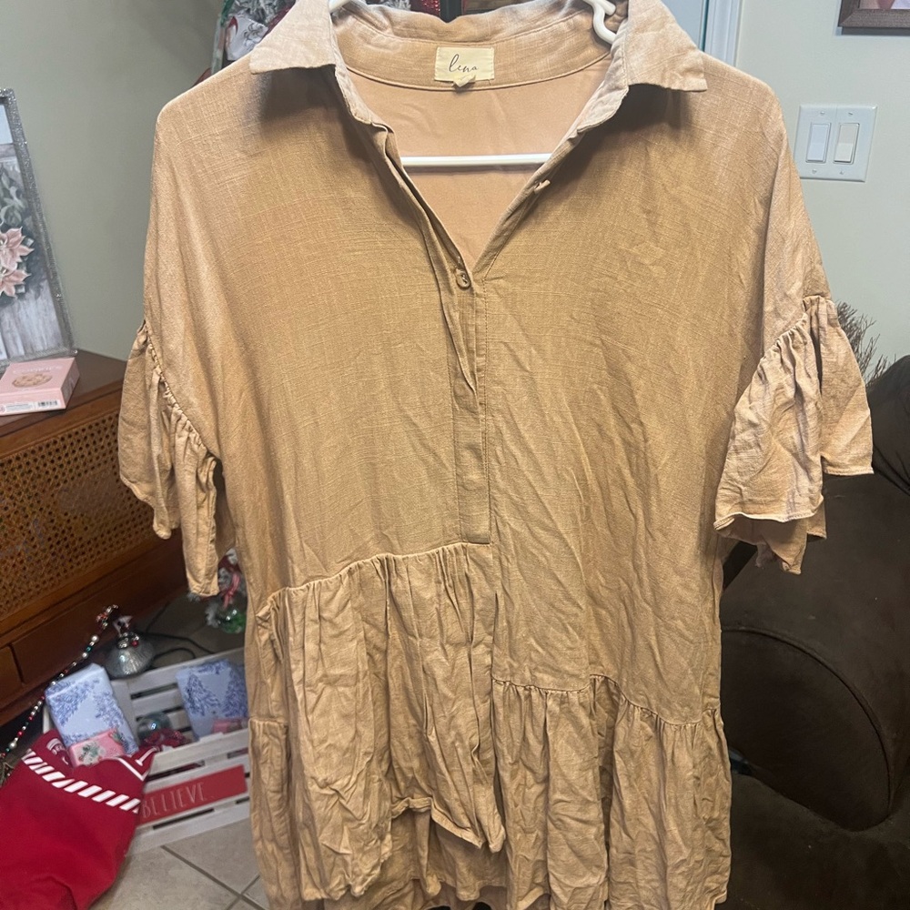 Lena Beige Ruffled dress